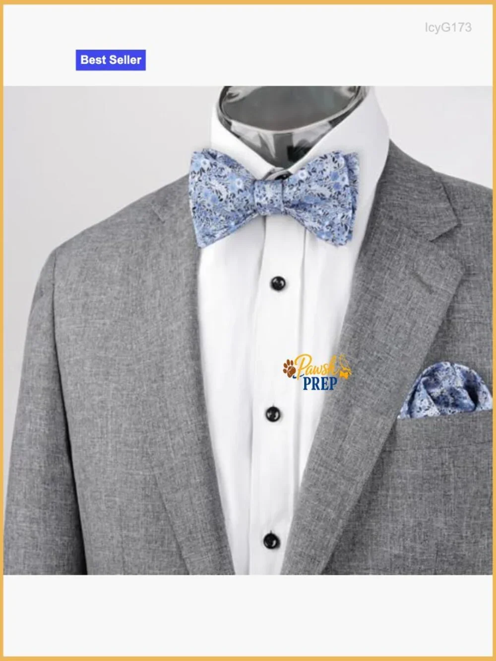 Self-Tied Bow Tie and Pocket Square Set, Floral Pattern, Polyester, Adjustable
